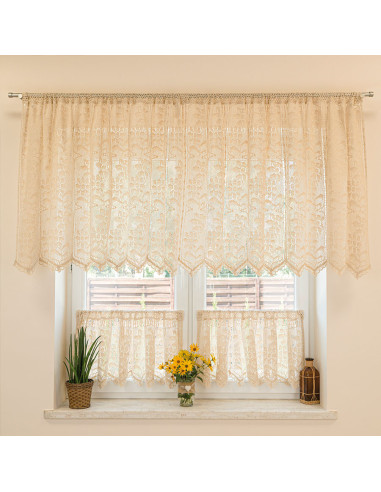 INESS Zazdrostka gotowa ażurowa, szerokość 150 x wysokość 90cm, kolor 012 kremowy 913501