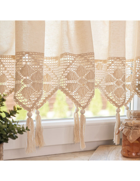 RACHELA Zazdrostka gotowa z ażurem, szerokość 150 x wysokość 90cm, kolor 012 kremowy 912432