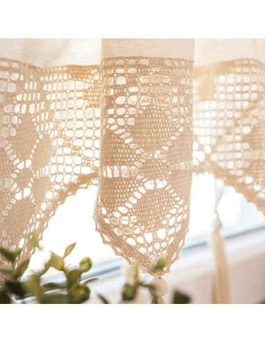 RACHELA Zazdrostka gotowa z ażurem, szerokość 150 x wysokość 90cm, kolor 012 kremowy 912432