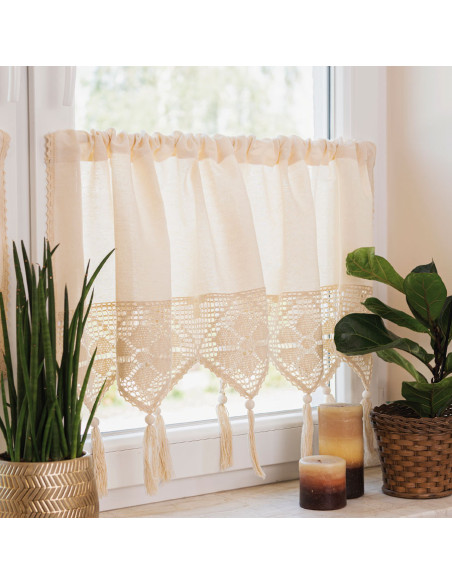 RACHELA Zazdrostka gotowa z ażurem, szerokość 100 x wysokość 75cm, kolor 012 kremowy 912432
