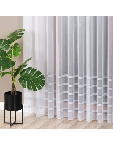 HALINA Firanka żakardowa gotowa, szerokość 300 x wysokość 250cm, kolor 001 biały ze srebrnym lurexem 000383