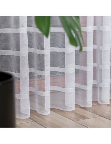 HALINA Firanka żakardowa gotowa, szerokość 300 x wysokość 250cm, kolor 001 biały ze srebrnym lurexem 000383