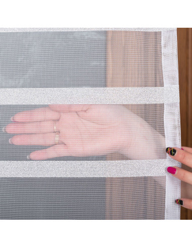 HALINA Firanka żakardowa gotowa, szerokość 300 x wysokość 250cm, kolor 001 biały ze srebrnym lurexem 000383