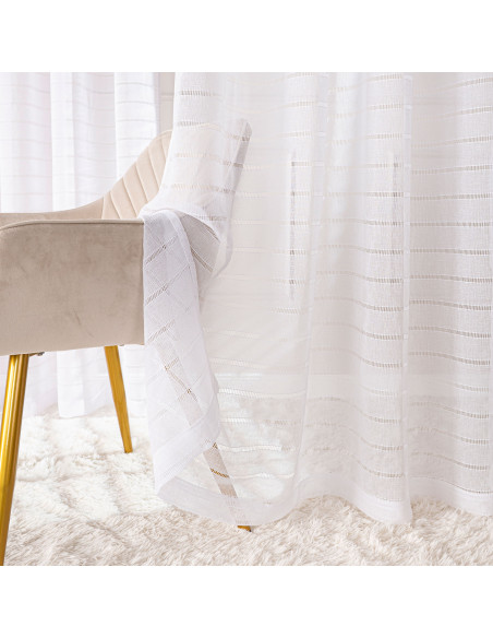 Firana gotowa na przelotkach, szerokość 140cm x wysokość 250cm, kolor 001 biały 424088