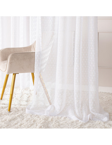 Firana gotowa na taśmie, szerokość 140cm x wysokość 250cm, kolor 001 biały 424091