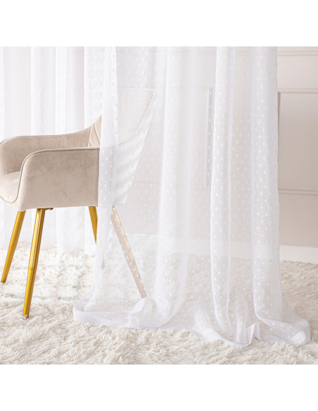 Firana gotowa na taśmie, szerokość 140cm x wysokość 250cm, kolor 001 biały 424091