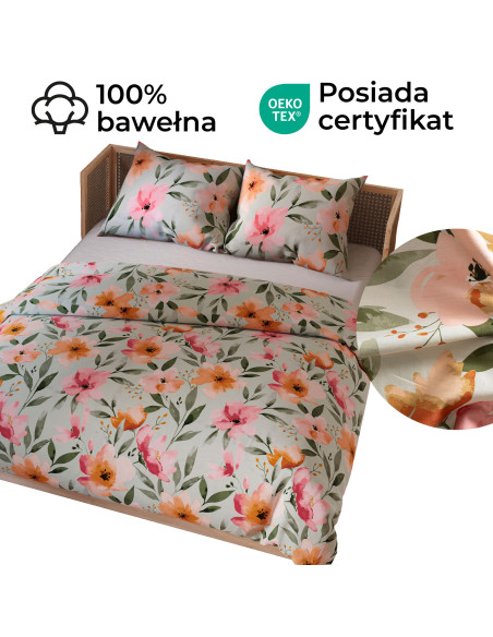 FLORALIS Komplet pościeli z bawełny satynowej 220x200cm 100103
