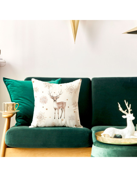 JELONKI, ZIMOWA OPOWIEŚĆ Poszewka dekoracyjna VELVET, 40x40cm, kolor 004 beżowy PBN346