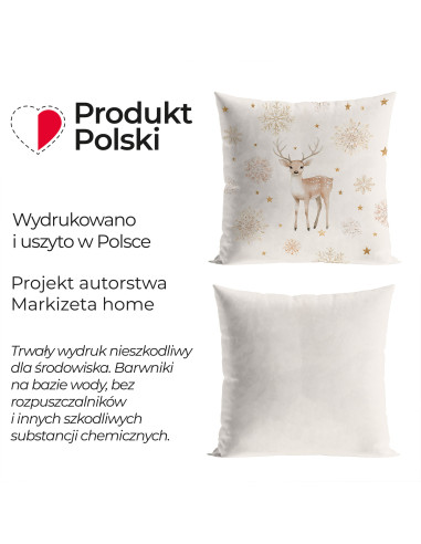 JELONKI, ZIMOWA OPOWIEŚĆ Poszewka dekoracyjna VELVET, 40x40cm, kolor 004 beżowy PBN346