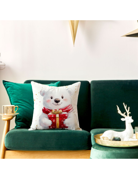 MISIEK, BAJKOWE ŚWIĘTA Poszewka dekoracyjna VELVET, 40x40cm, kolor 001 biały PBN357