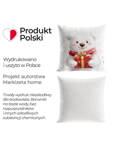 MISIEK, BAJKOWE ŚWIĘTA Poszewka dekoracyjna VELVET, 40x40cm, kolor 001 biały PBN357