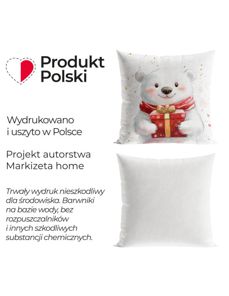 MISIEK, BAJKOWE ŚWIĘTA Poszewka dekoracyjna VELVET, 40x40cm, kolor 001 biały PBN357