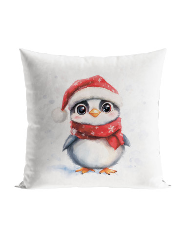 PINGWINEK, BAJKOWE ŚWIĘTA Poszewka dekoracyjna VELVET, 40x40cm, kolor 001 biały PBN360