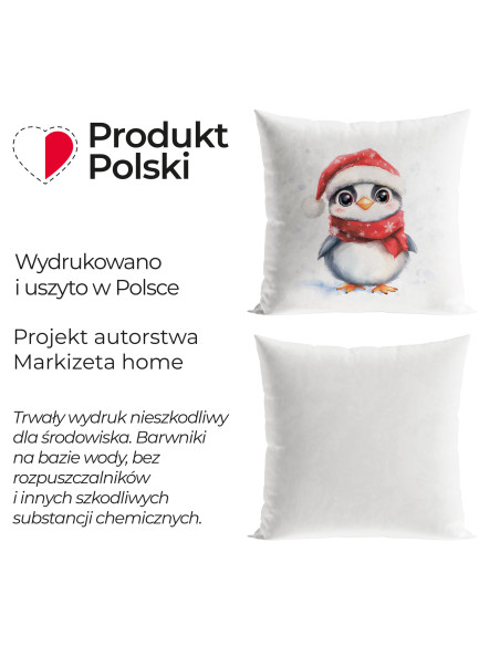 PINGWINEK, BAJKOWE ŚWIĘTA Poszewka dekoracyjna VELVET, 40x40cm, kolor 001 biały PBN360