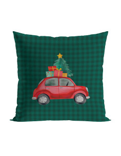 KRATA Z SAMOCHODEM, BAJKOWE ŚWIĘTA Poszewka dekoracyjna VELVET, 40x40cm, kolor 002 zielony PBN354