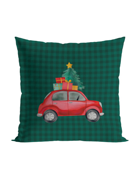 KRATA Z SAMOCHODEM, BAJKOWE ŚWIĘTA Poszewka dekoracyjna VELVET, 40x40cm, kolor 002 zielony PBN354