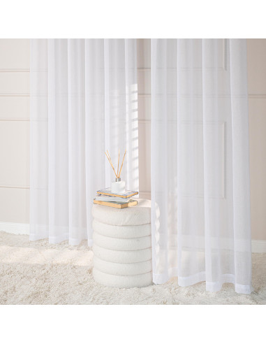 ETAMINA Firana gotowa na srebrnych przelotkach, szerokość 140 x wysokość 230cm, kolor 001 biały ETAMIN