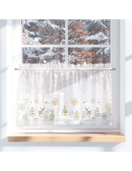 CHOINKI, ZIMOWA OPOWIEŚĆ Zazdrostka woalowa, WOAL, szerokość 100 x wysokość 40cm,  kolor 001 biały PBN336