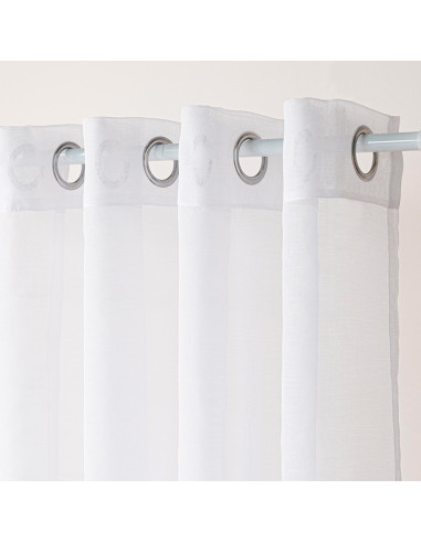 ETAMINA Firana gotowa na srebrnych przelotkach, szerokość 200 x wysokość 250cm, kolor 001 biały ETAMIN