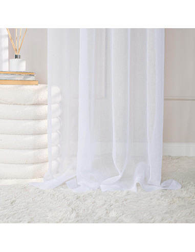 ETAMINA Firana gotowa na srebrnych przelotkach, szerokość 200 x wysokość 250cm, kolor 001 biały ETAMIN