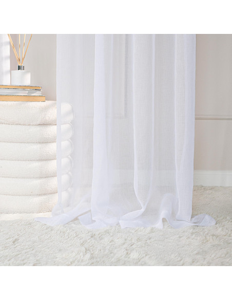 ETAMINA Firana gotowa na srebrnych przelotkach, szerokość 200 x wysokość 250cm, kolor 001 biały ETAMIN