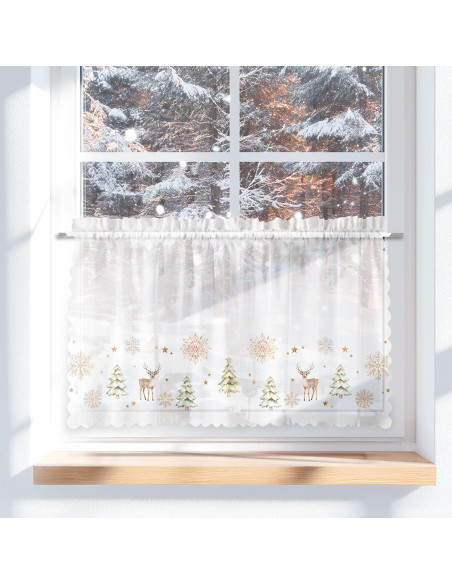 CHOINKI, ZIMOWA OPOWIEŚĆ Zazdrostka woalowa, WOAL, szerokość 100 x wysokość 60cm,  kolor 001 biały PBN336