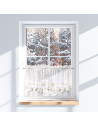 CHOINKI, ZIMOWA OPOWIEŚĆ Zazdrostka woalowa, WOAL, szerokość 100 x wysokość 60cm,  kolor 001 biały PBN336