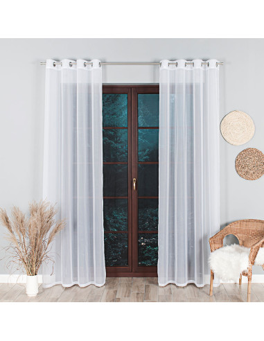 WOAL Firana gotowa na srebrnych przelotkach, szerokość 140 x wysokość 250cm, kolor 001 biały FG0002