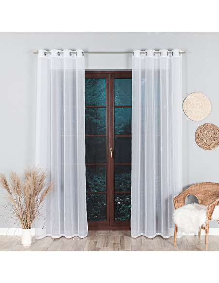 WOAL Firana gotowa na srebrnych przelotkach, szerokość 140 x wysokość 250cm, kolor 001 biały FG0002