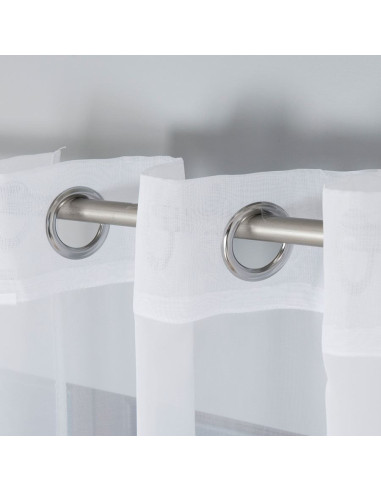 WOAL Firana gotowa na srebrnych przelotkach, szerokość 140 x wysokość 250cm, kolor 001 biały FG0002