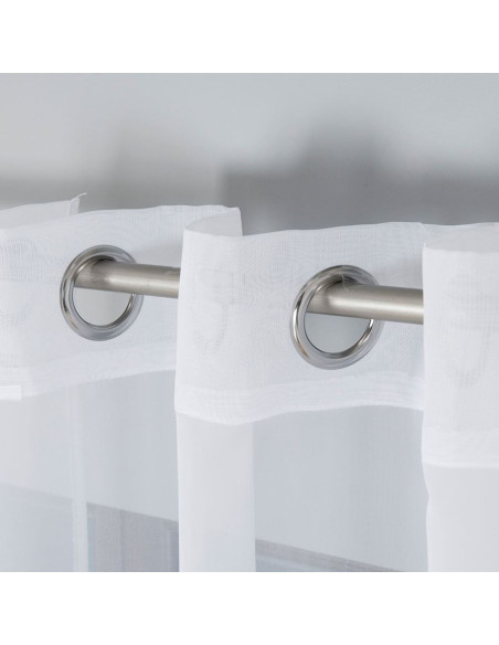 WOAL Firana gotowa na srebrnych przelotkach, szerokość 140 x wysokość 250cm, kolor 001 biały FG0002