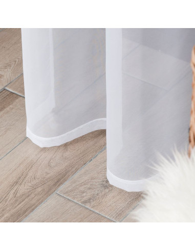 WOAL Firana gotowa na srebrnych przelotkach, szerokość 140 x wysokość 250cm, kolor 001 biały FG0002