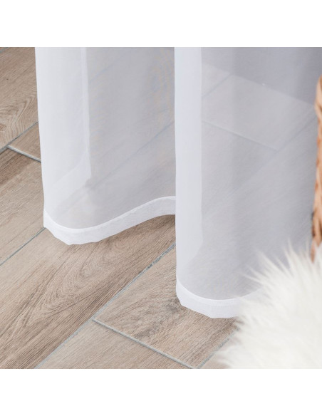 WOAL Firana gotowa na srebrnych przelotkach, szerokość 140 x wysokość 250cm, kolor 001 biały FG0002