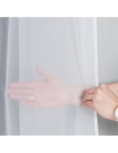 WOAL Firana gotowa na srebrnych przelotkach, szerokość 140 x wysokość 250cm, kolor 001 biały FG0002