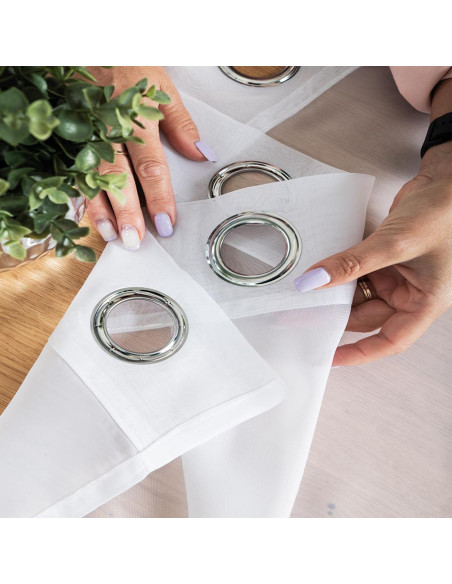 WOAL Firana gotowa na srebrnych przelotkach, szerokość 140 x wysokość 250cm, kolor 001 biały FG0002