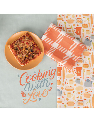 COOKING WITH LOVE Komplet 3 ścierek kuchennych, rozmiar 40x60cm S00012