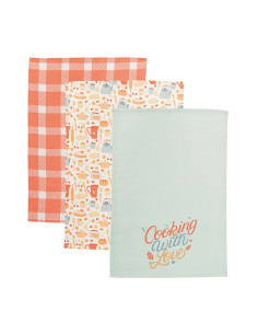 COOKING WITH LOVE Komplet 3 ścierek kuchennych, rozmiar 40x60cm S00012