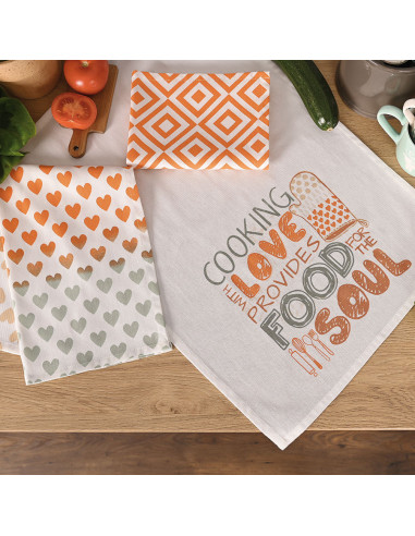 LOVE FOR SOUL Komplet 3 ścierek kuchennych, rozmiar 40x60cm S00013