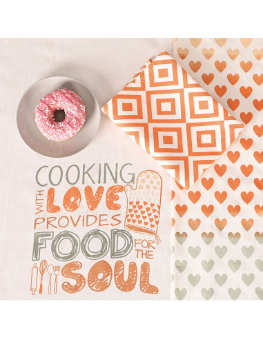 LOVE FOR SOUL Komplet 3 ścierek kuchennych, rozmiar 40x60cm S00013