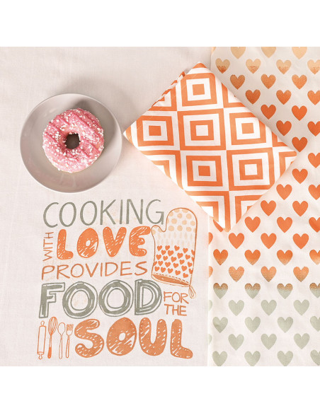LOVE FOR SOUL Komplet 3 ścierek kuchennych, rozmiar 40x60cm S00013