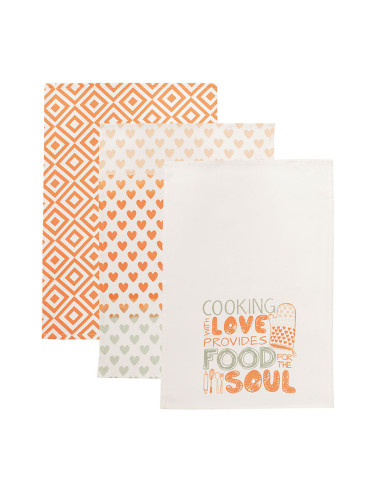 LOVE FOR SOUL Komplet 3 ścierek kuchennych, rozmiar 40x60cm S00013