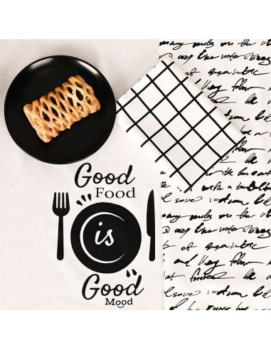 GOOD FOOD GOOD MOOD Komplet 3 ścierek kuchennych, rozmiar 40x60cm S00014