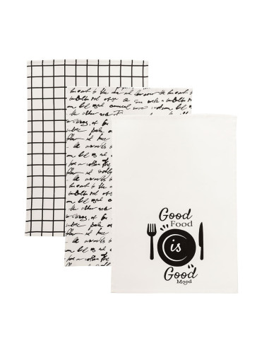 GOOD FOOD GOOD MOOD Komplet 3 ścierek kuchennych, rozmiar 40x60cm S00014