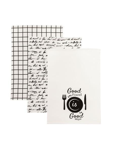 GOOD FOOD GOOD MOOD Komplet 3 ścierek kuchennych, rozmiar 40x60cm S00014