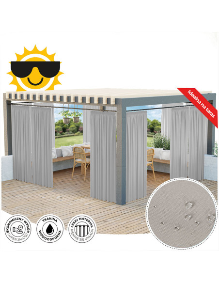 GARDENIA Zasłona gotowa na taśmie, szerokość 140cm x wysokość 180cm, kolor 794 beżowo szary TD0025