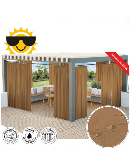 GARDENIA Zasłona gotowa na taśmie, szerokość 140cm x wysokość 200cm, kolor 008 ciepły brązowy TD0025