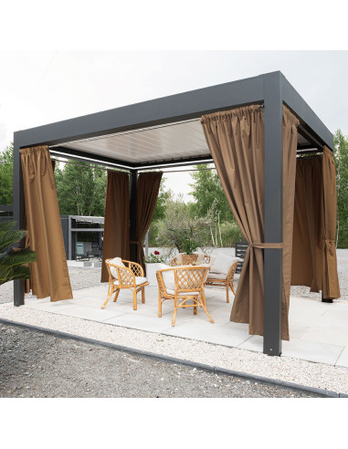 GARDENIA Zasłona gotowa na taśmie, szerokość 140cm x wysokość 240cm, kolor 008 ciepły brązowy TD0025