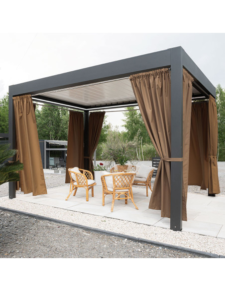 GARDENIA Zasłona gotowa na taśmie, szerokość 140cm x wysokość 240cm, kolor 008 ciepły brązowy TD0025