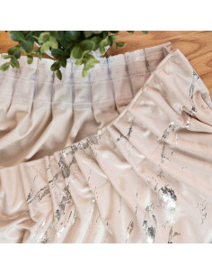 MARMA Zasłona gotowa na taśmie, szerokość 140cm x wysokość 250cm, kolor 016 kremowy ze srebrnym nadrukiem na VELVI TD0037