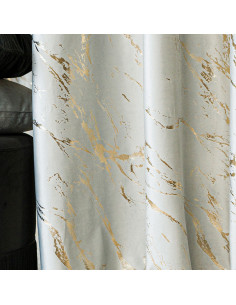 MARMA Zasłona gotowa na taśmie, szerokość 140cm x wysokość 250cm, kolor 021 pastelowy szary ze złotym nadrukiem na VELVI  2